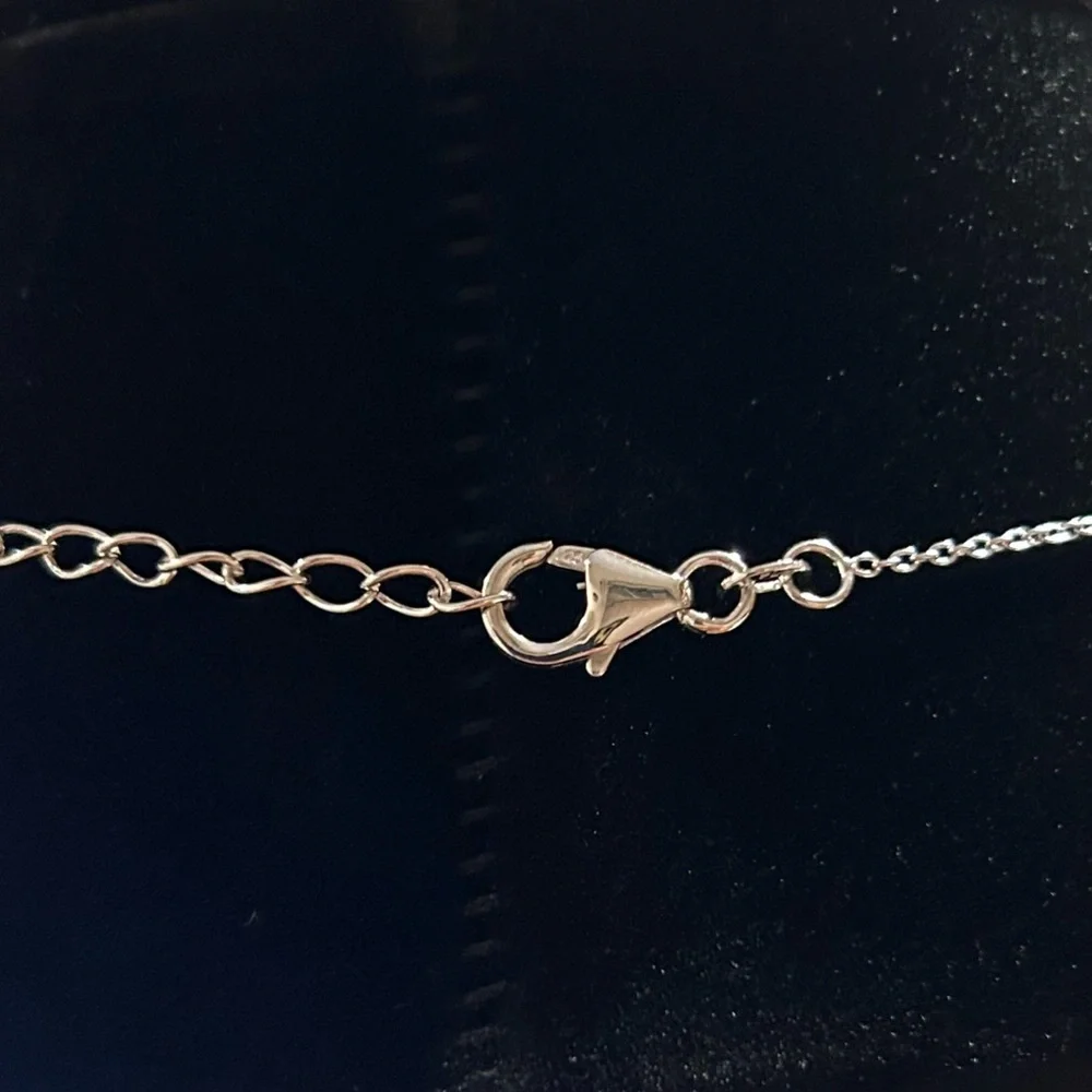 1.33 Carat Diamond Silver Smile Necklace with Delicate Chain - Picture 3 of 5